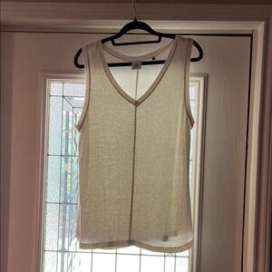 CAbi Cream and Tan Striped Tank Top
